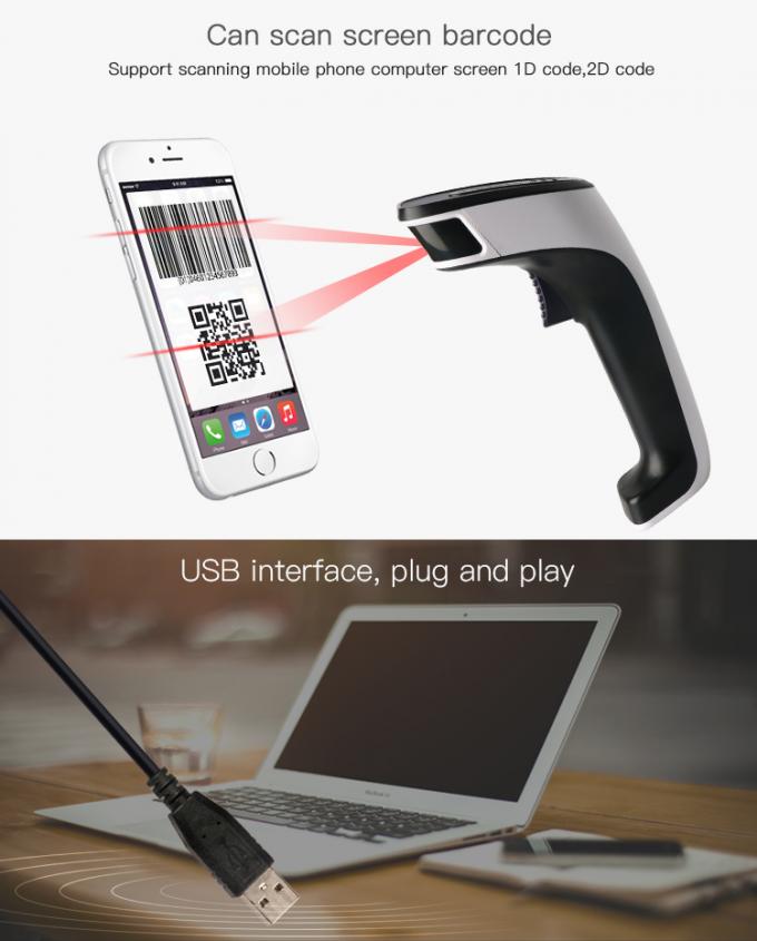 Escáner inalámbrico Bluetooth 2.4G 3 del código de barras del PDA 1D en 1 capacidad de la batería 1600mAh