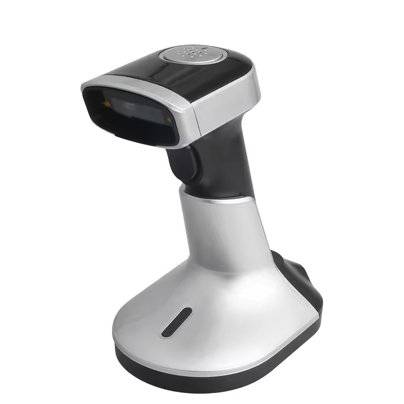 Escáner de códigos de barras portátil Código Qr 1D con soporte de carga USB Lector de códigos de barras Bluetooth inalámbrico