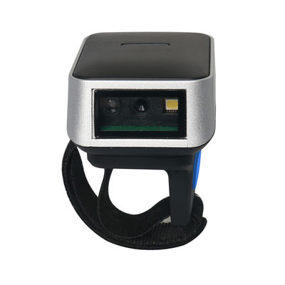 Escáner de código de barras inalámbrico de anillo negro con sensor CMOS Batería de 360 mAh para inventario
